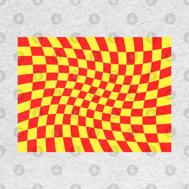 Twisted Checkered Square Pattern - Yellow & Red by DesignWood Atelier